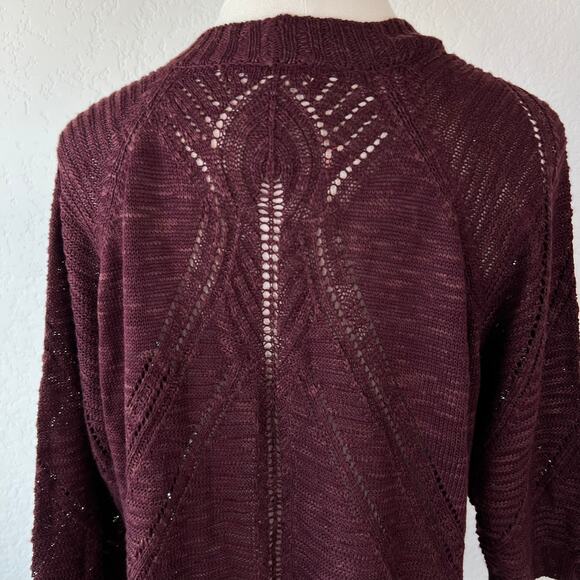 Vintage Y2K Open Front Cardigan Sweater size Large Burgundy Whimsygoth - Picture 10 of 10